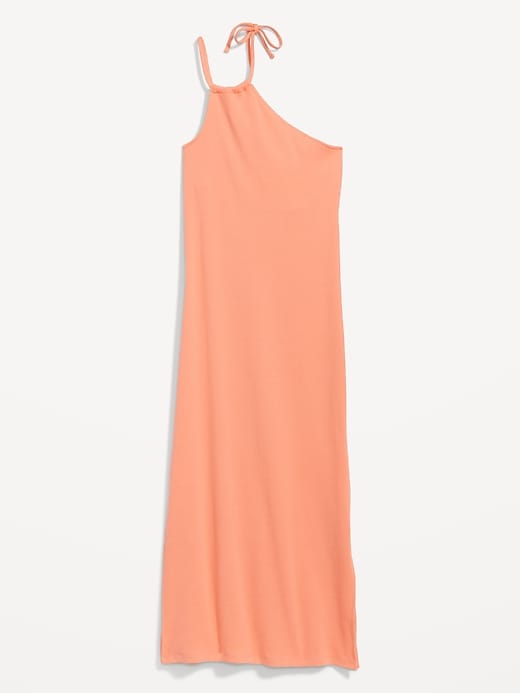 Image number 4 showing, Fitted One-Shoulder Double-Strap Rib-Knit Midi Dress