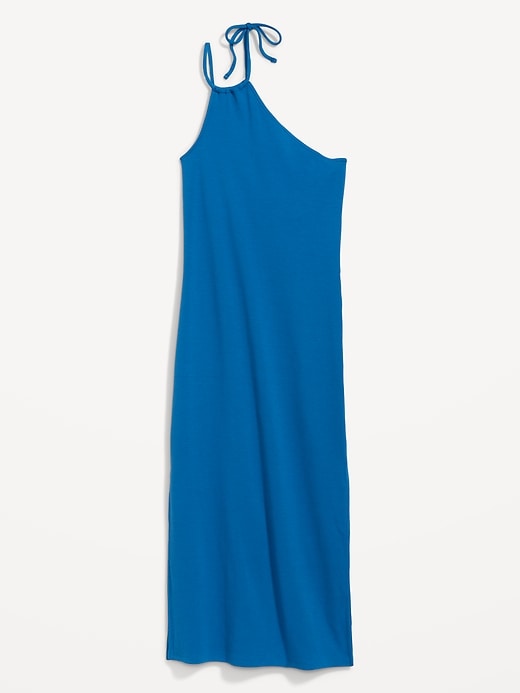 Image number 4 showing, Fitted One-Shoulder Double-Strap Rib-Knit Midi Dress