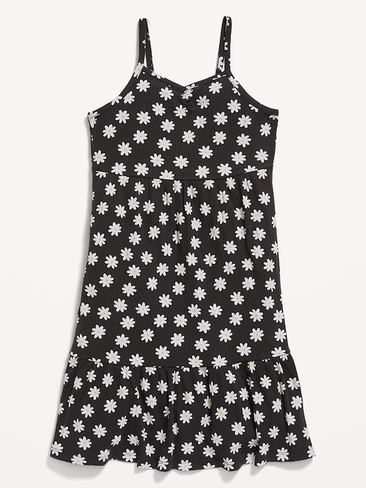 View large product image 1 of 3. Sleeveless Printed Rib-Knit Swing Dress for Girls