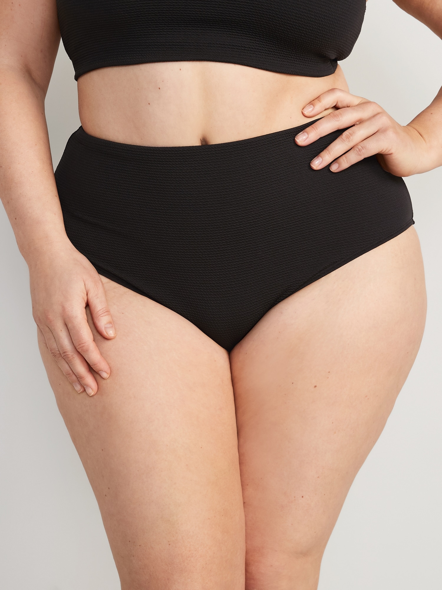 High-Waisted Pucker Classic Bikini Swim Bottoms