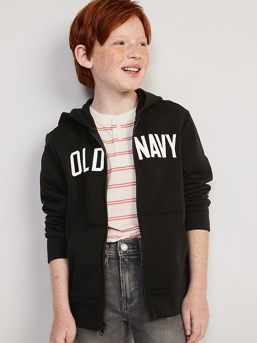View large product image 1 of 2. Gender-Neutral Logo Zip Hoodie for Kids