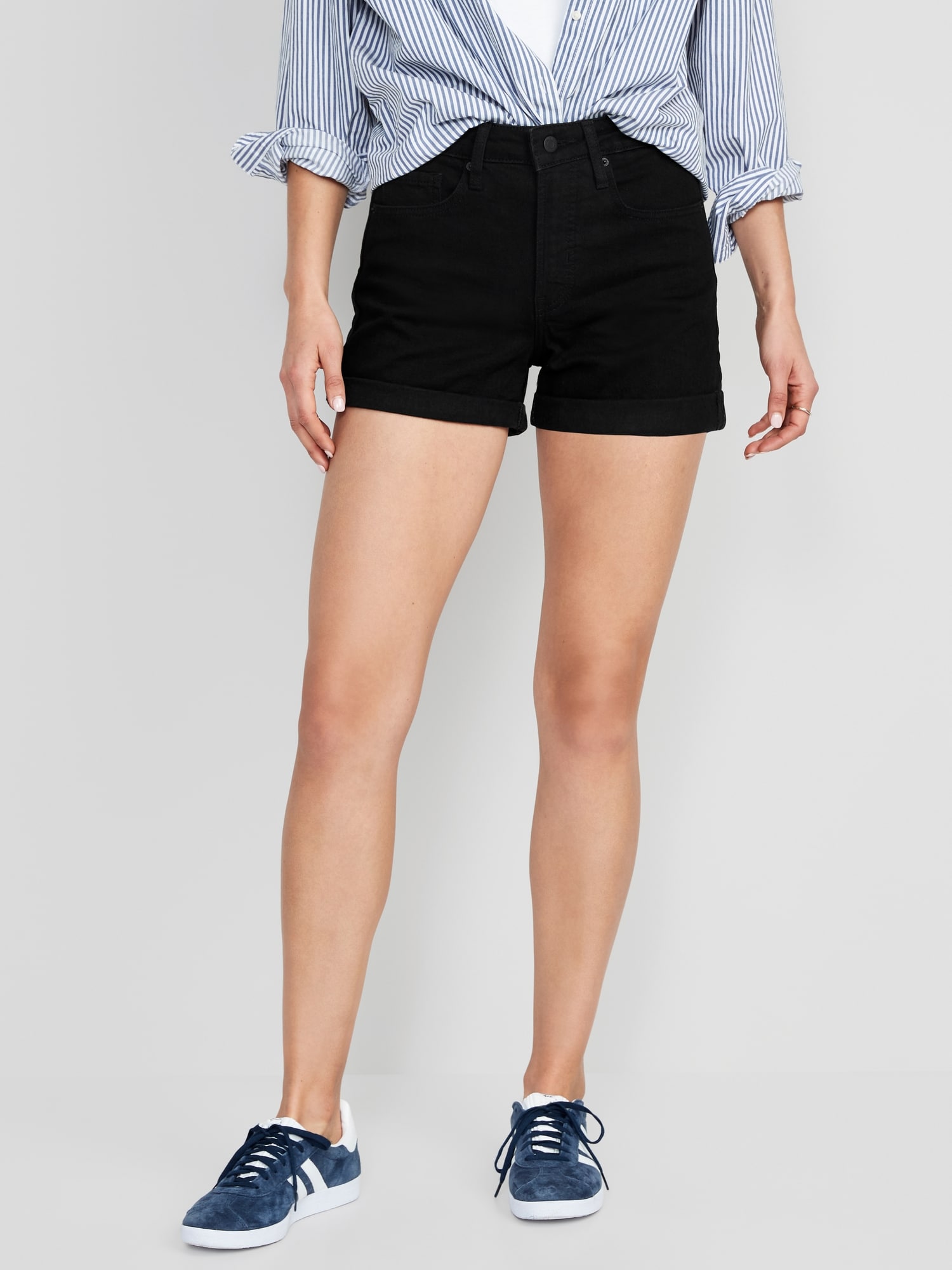 overførsel tavle Besættelse High-Waisted OG Cuffed Black Jean Shorts for Women -- 3-inch inseam | Old  Navy