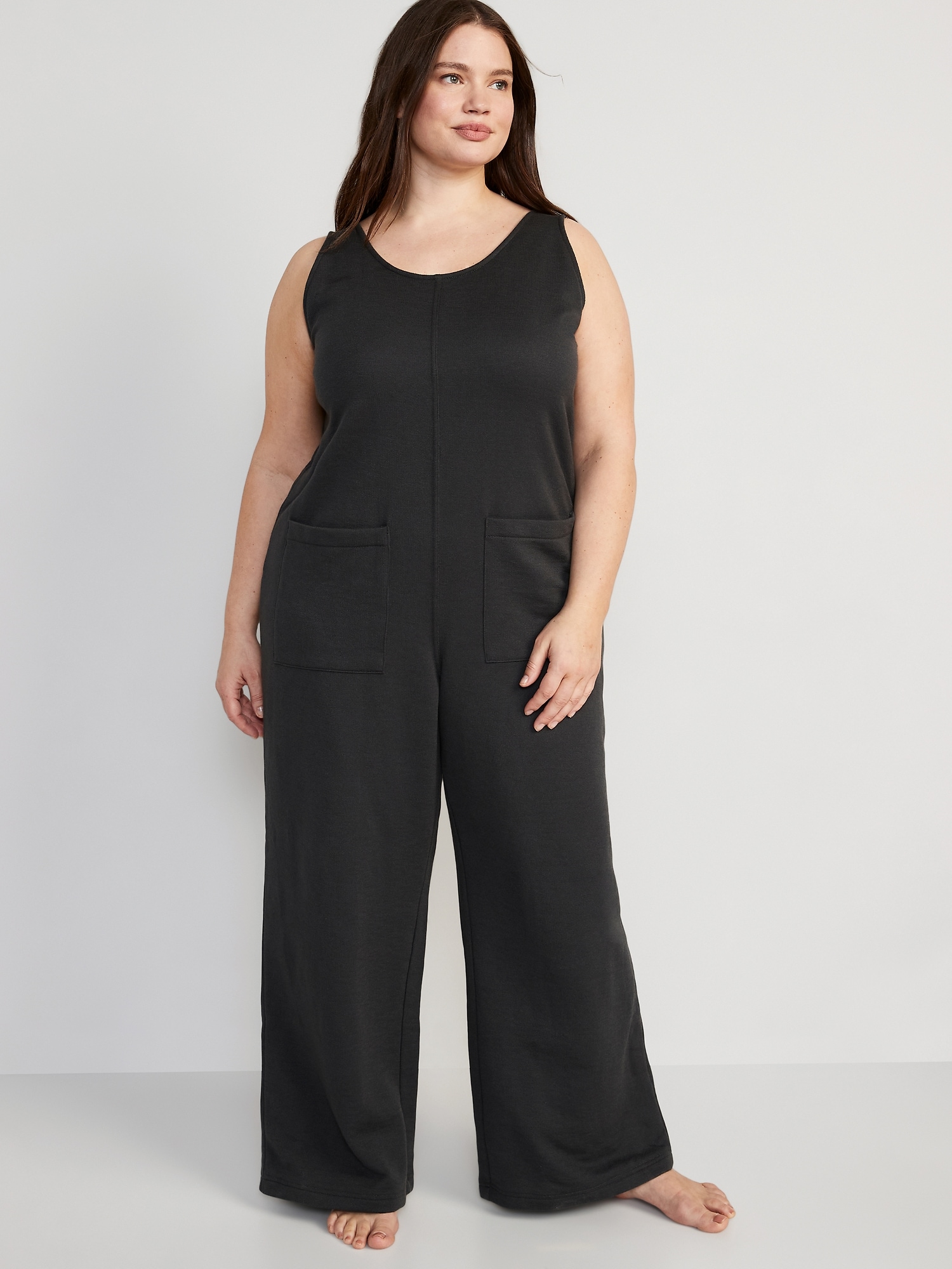 Sleeveless Loose Marled Fleece Lounge Jumpsuit for Women | Old Navy