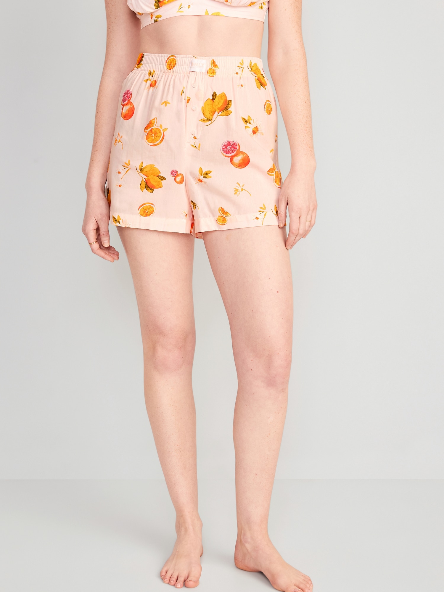 Matching High-Waisted Printed Pajama Boxer Shorts - 3.5-inch