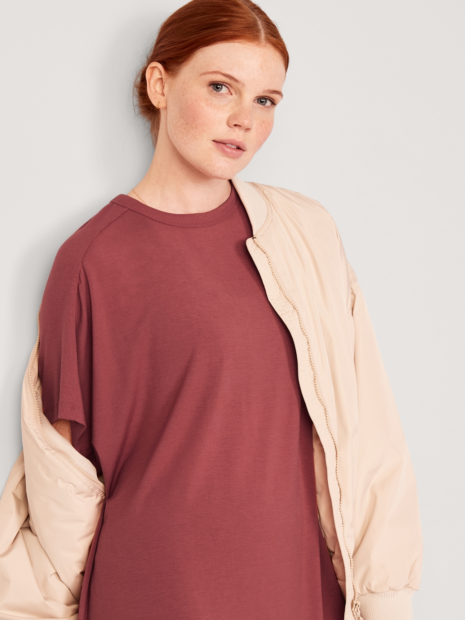 Old Navy Ultra Lite Oversized Rib Pannel Tunic T Shirt Rust Women's P -  beyond exchange