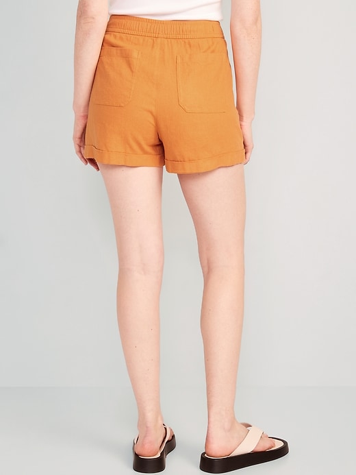 Image number 2 showing, High-Waisted Linen-Blend Utility Shorts -- 3.5-inch inseam