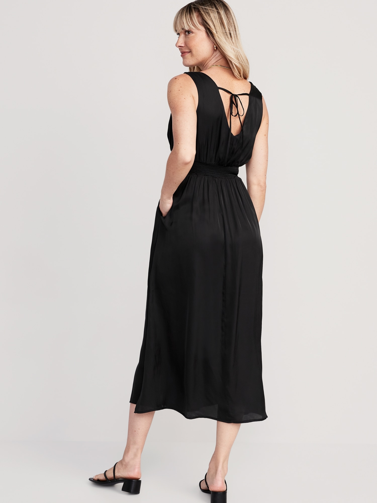 Waist-Defined Tie-Back Satin Maxi Dress for Women | Old Navy