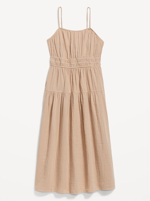 Image number 4 showing, Waist-Defined Smocked Tiered Midi Cami Dress
