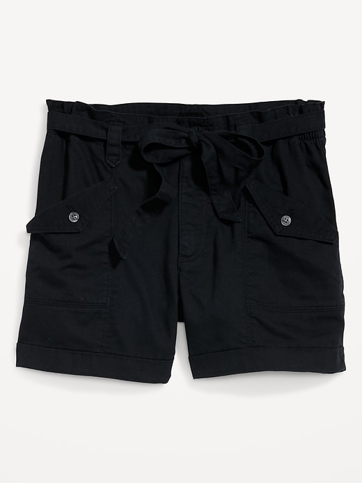 Image number 4 showing, Extra High-Waisted Tie-Front Cargo Workwear Shorts -- 4-inch inseam
