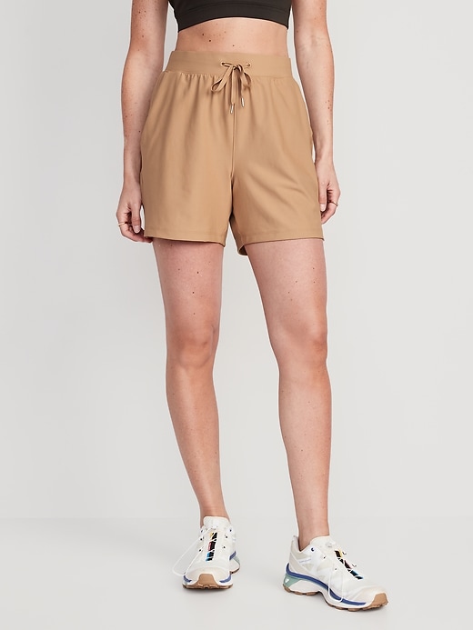 Image number 1 showing, High-Waisted PowerSoft Shorts -- 5-inch inseam