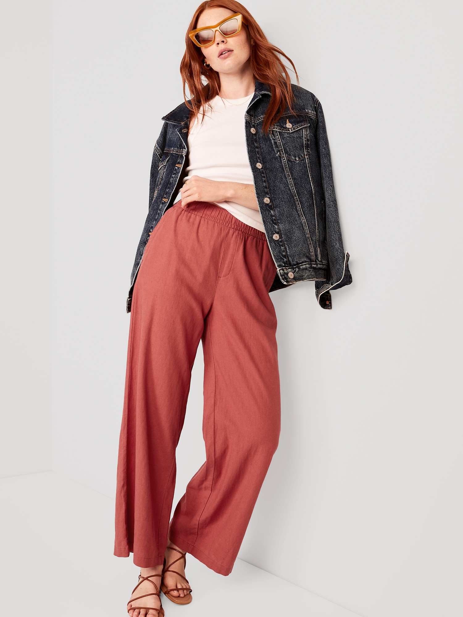 Old Navy Wide-Leg Linen Pants for Women for sale
