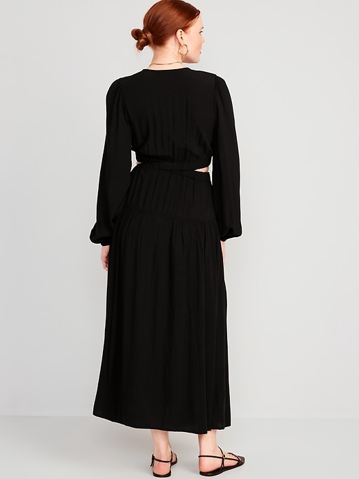 Image number 2 showing, Waist-Defined Crepe Side-Cutout Maxi Dress