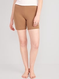 Image number 1 showing, High-Waisted Jersey Biker Shorts -- 6-inch inseam