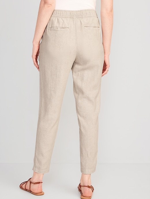 Image number 2 showing, High-Waisted Cropped Linen-Blend Tapered Pants