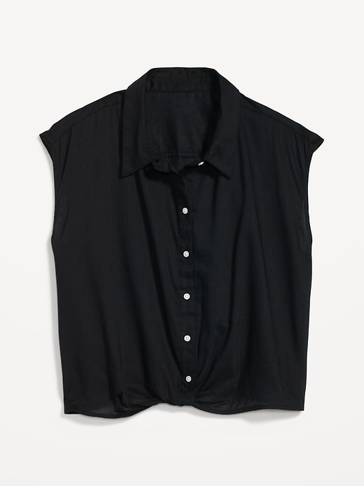 Image number 4 showing, Dolman-Sleeve Twist-Front Button-Down Shirt