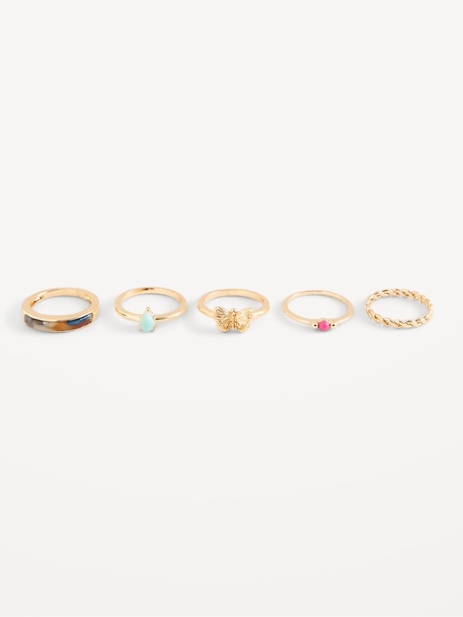 View large product image 1 of 1. Real Gold-Plated Rings 5-Pack for Women