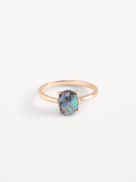 Gold-Plated Shell Cocktail Ring for Women - Gold