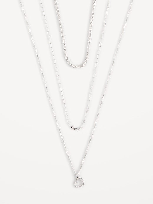 View large product image 1 of 1. Silver-Plated Chain Layer Pendant Necklace for Women