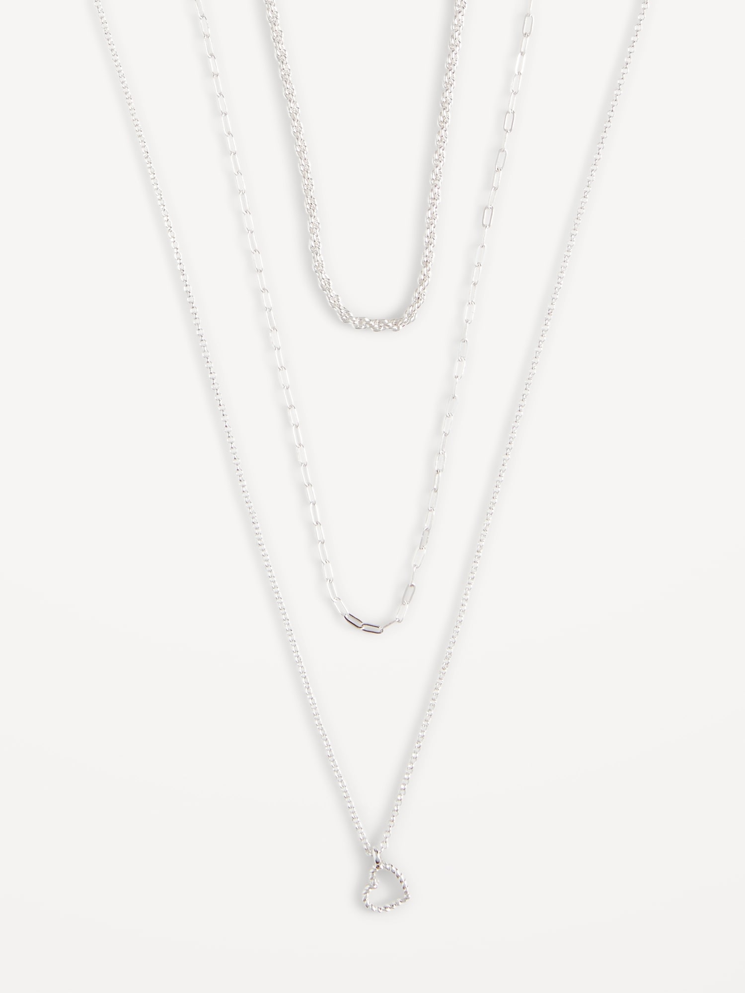 Old Navy Silver-Plated Chain Layer Pendant Necklace for Women silver. 1