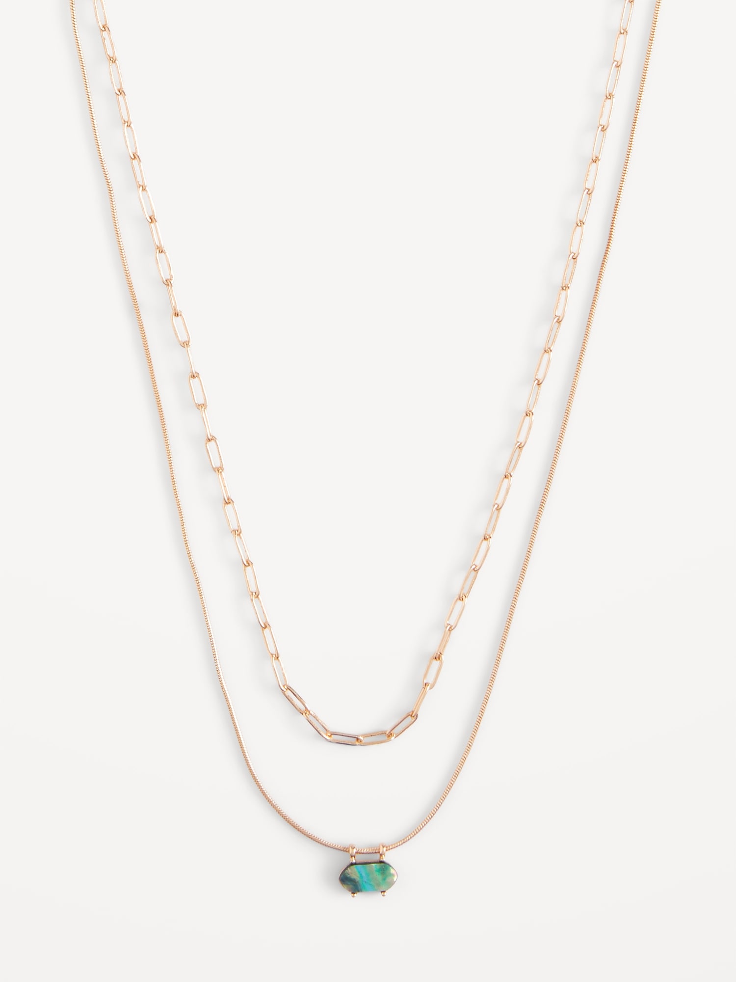 Old Navy Gold-Plated Layer Chain Pendant Necklace for Women gold. 1