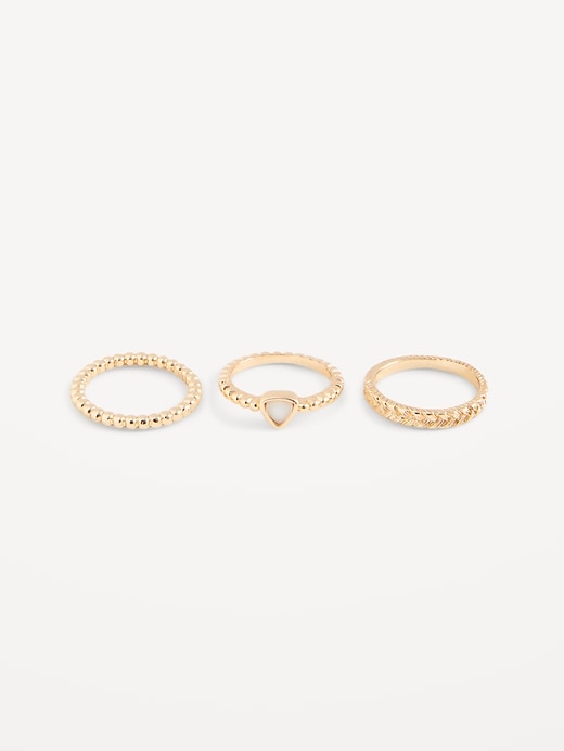 View large product image 1 of 1. Real Gold-Plated Rings 3-Pack for Women
