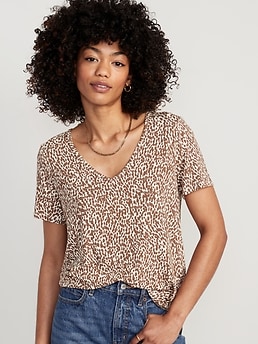 Luxe V-Neck Floral T-Shirt for Women