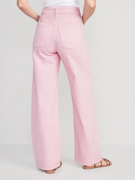 Image number 2 showing, Extra High-Waisted Pop-Color Wide-Leg Jeans