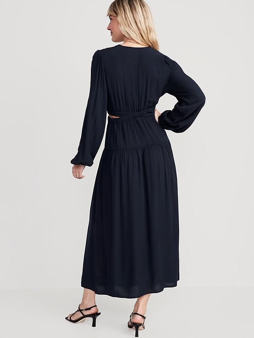 Waist-Defined Crepe Side-Cutout Maxi Dress | Old Navy