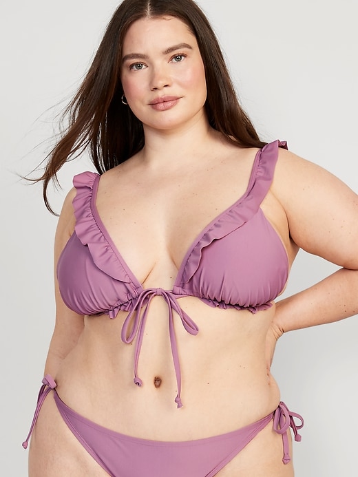 Image number 6 showing, Ruffle-Trimmed Triangle String Bikini Swim Top