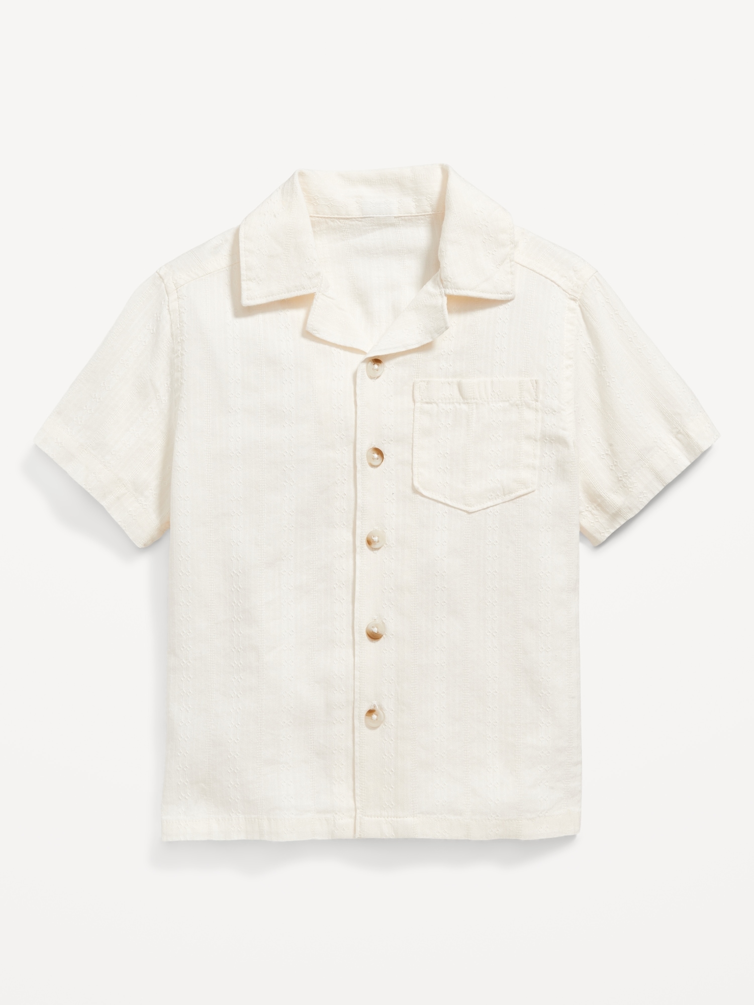 Old Navy Short-Sleeve Textured-Dobby Shirt for Toddler Boys white. 1