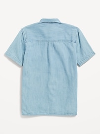 View large product image 3 of 3. Short-Sleeve Utility Pocket Jean Shirt for Boys