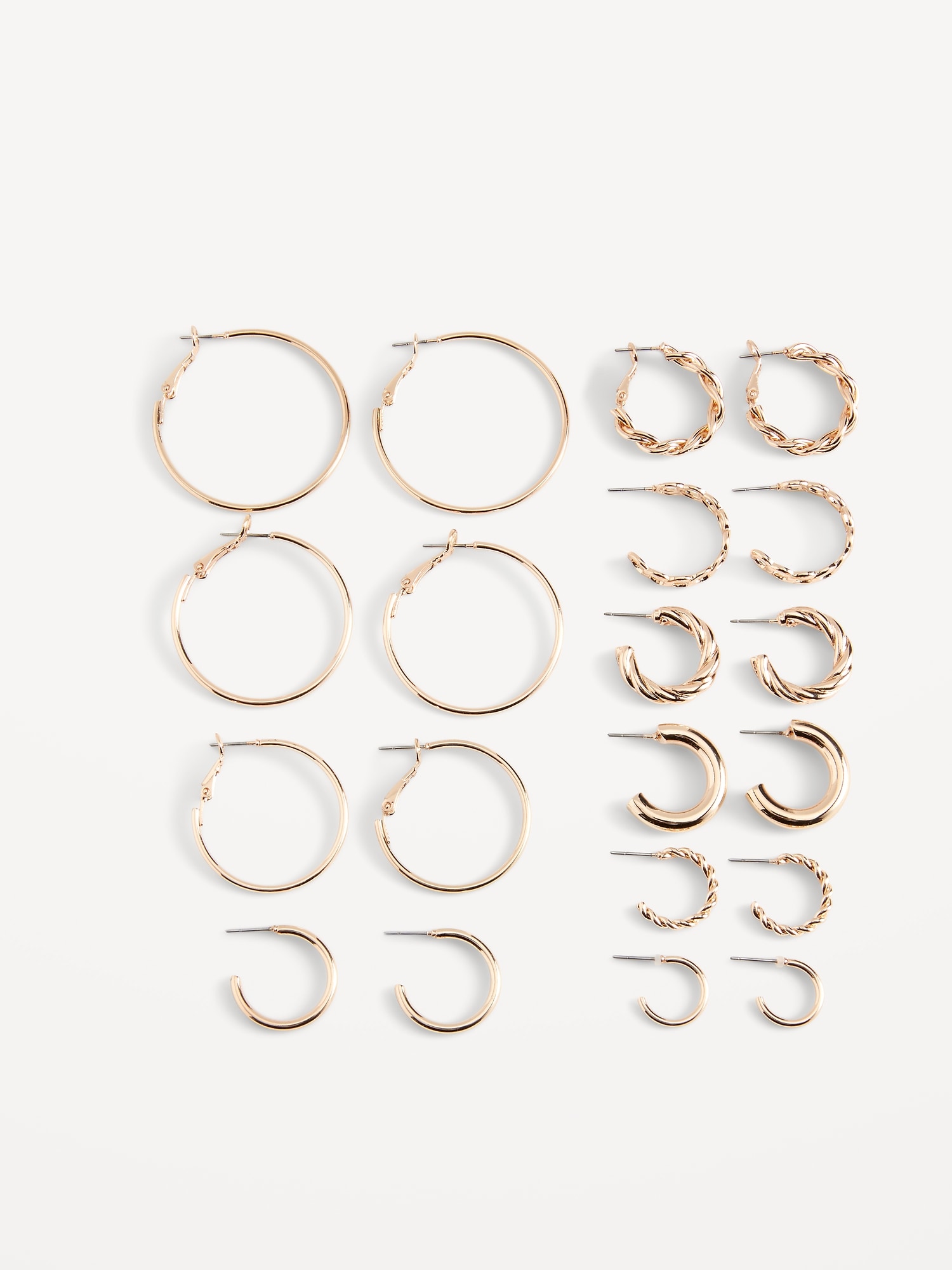 Old Navy Real Gold-Plated Hoop Earrings Variety 10-Pack for Women gold. 1