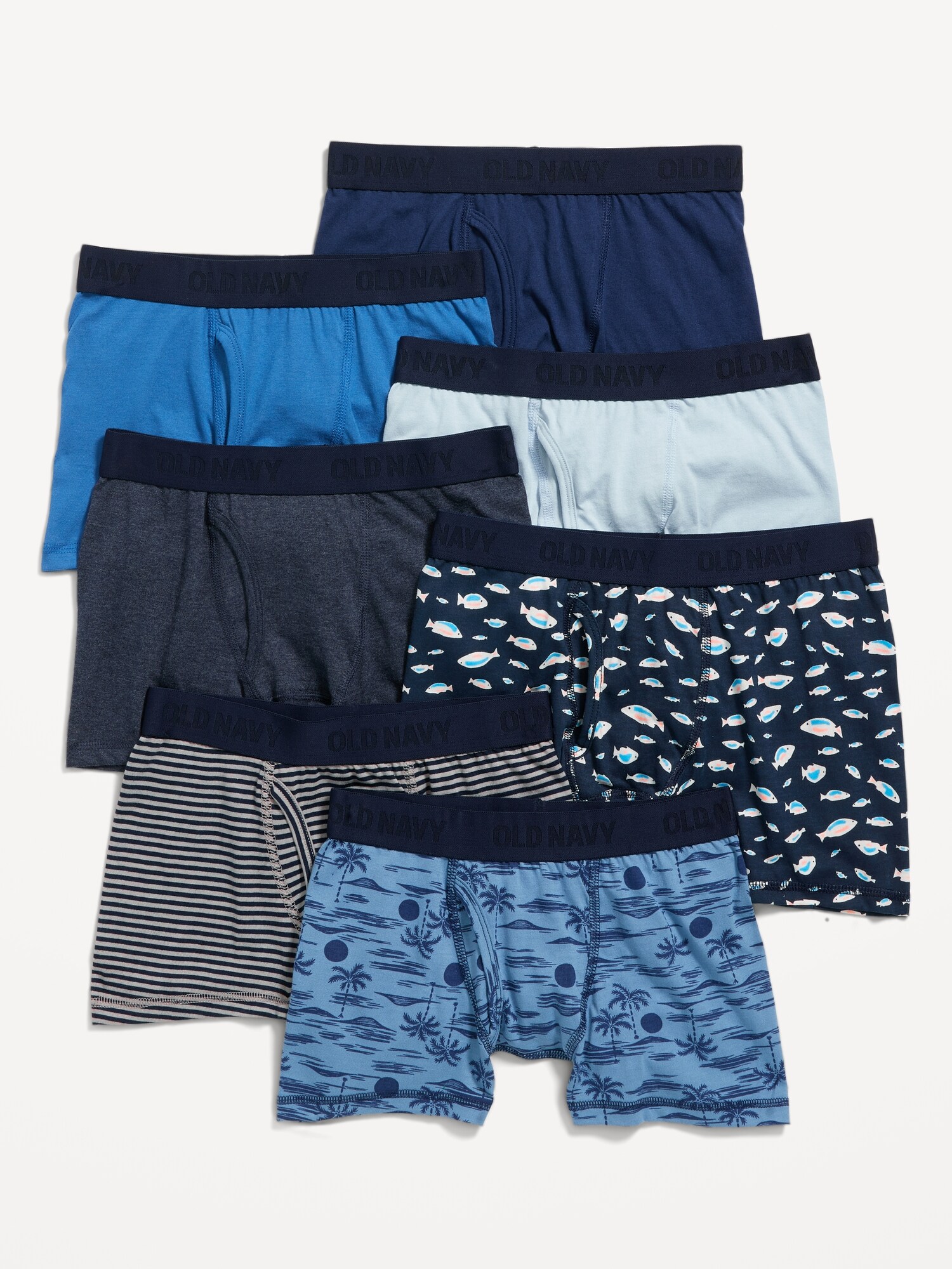 Old Navy - Printed Boxer-Briefs Underwear 7-Pack for Boys blue