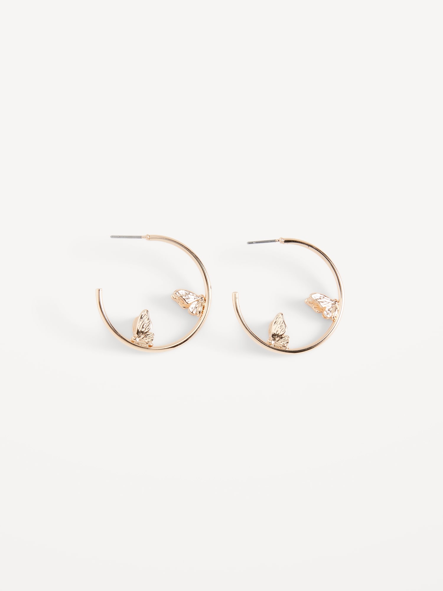 Real Gold-Plated Butterfly-Hoop Earrings for Women
