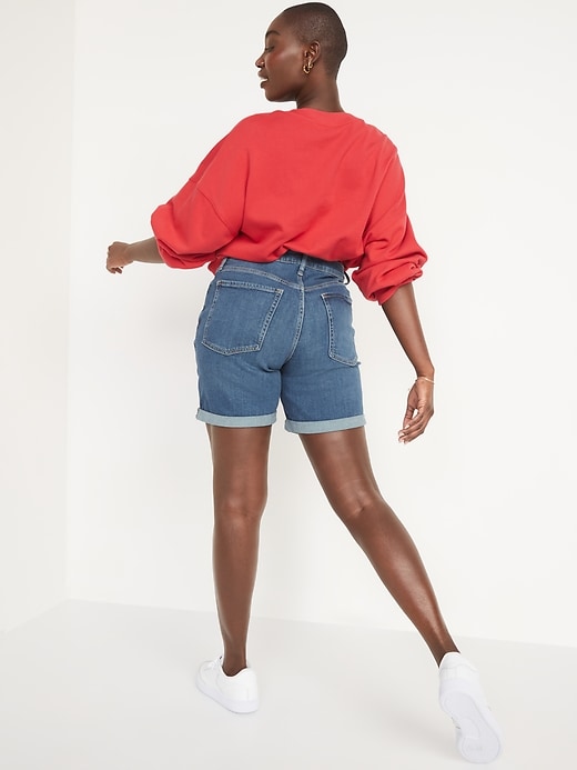 Image number 6 showing, High-Waisted OG Straight Jean Shorts -- 7-inch inseam