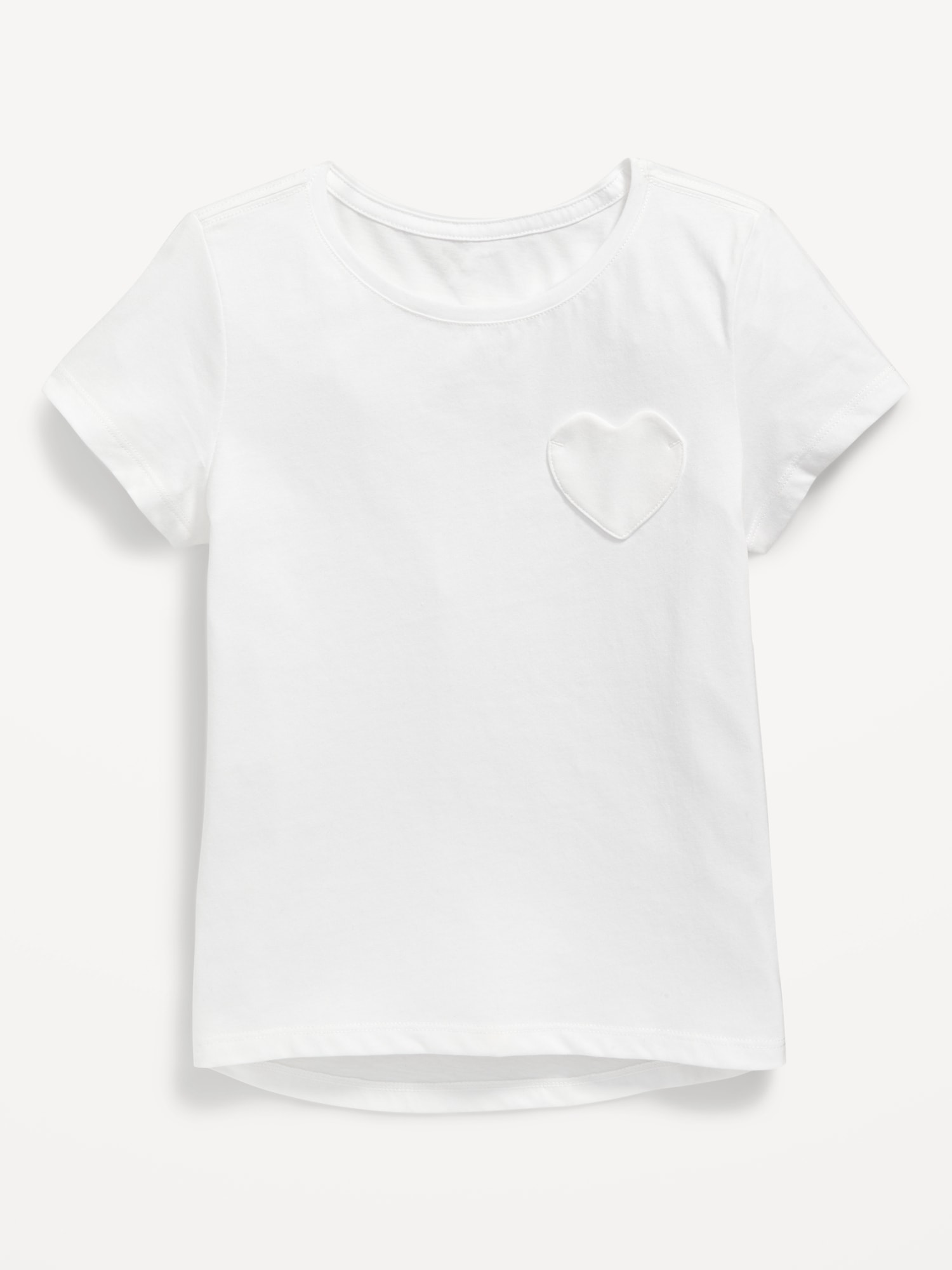 Old Navy Softest Short-Sleeve Heart-Pocket T-Shirt for Girls white. 1