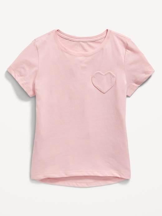 View large product image 1 of 1. Softest Short-Sleeve Heart-Pocket T-Shirt for Girls