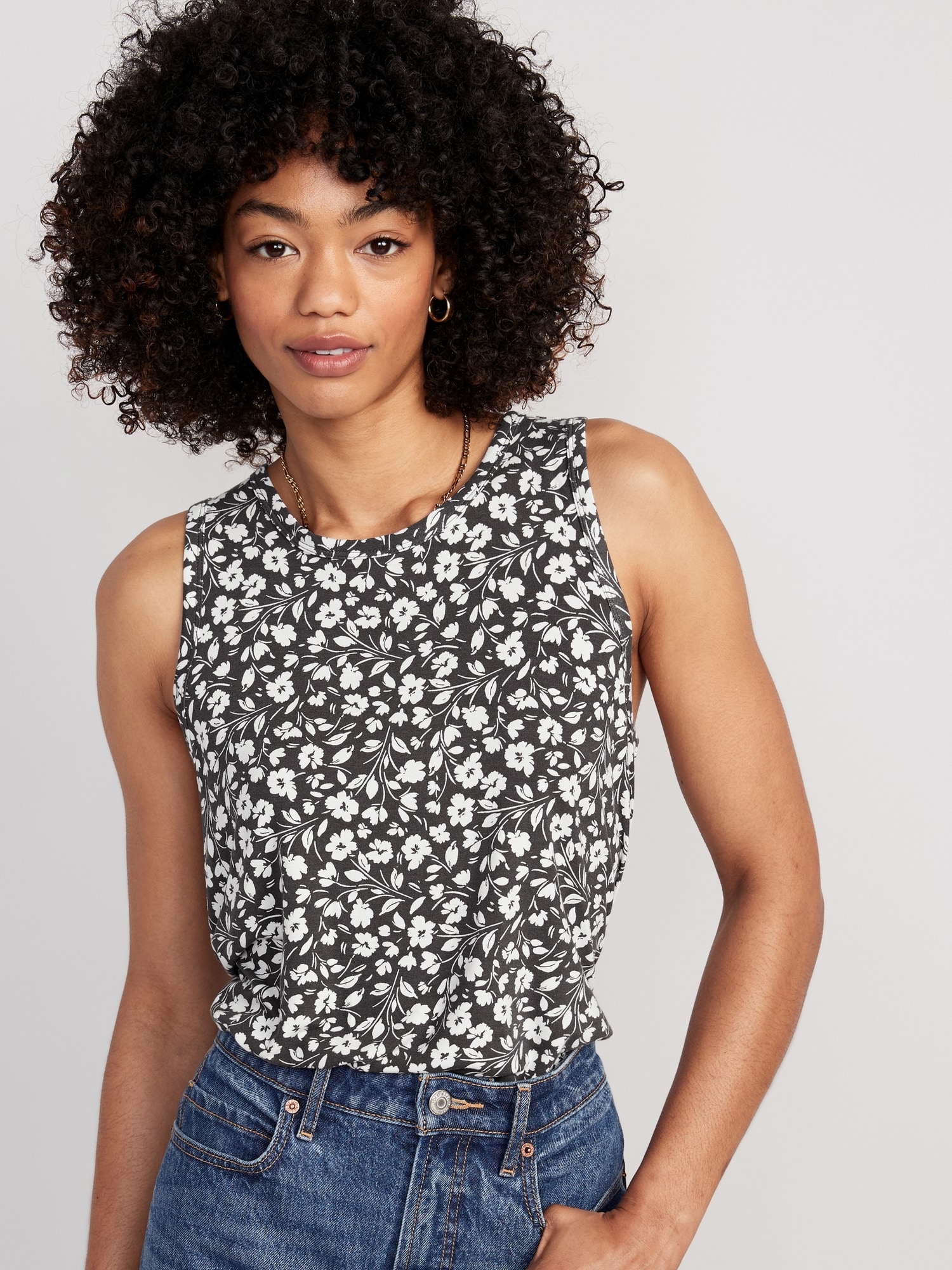 Sleeveless Luxe Floral-Print T-Shirt for Women | Old Navy