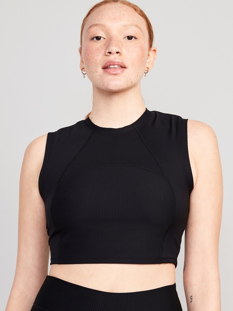 PowerSoft Rib-Knit Crop T-Shirt