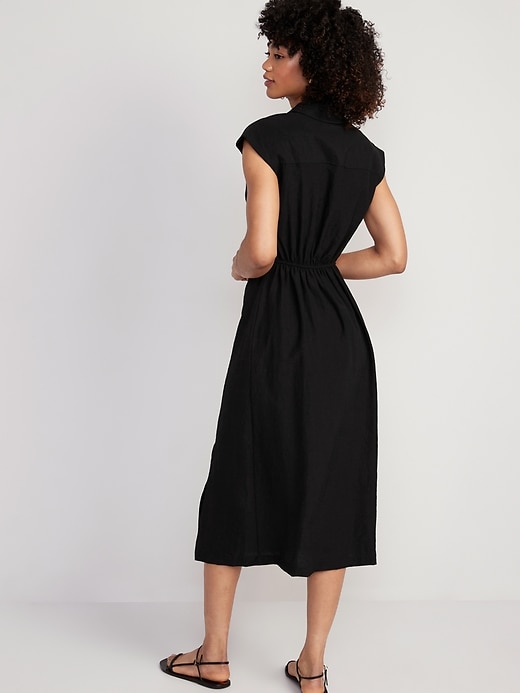 Waist-Defined Twist-Front Midi Shirt Dress for Women | Old Navy