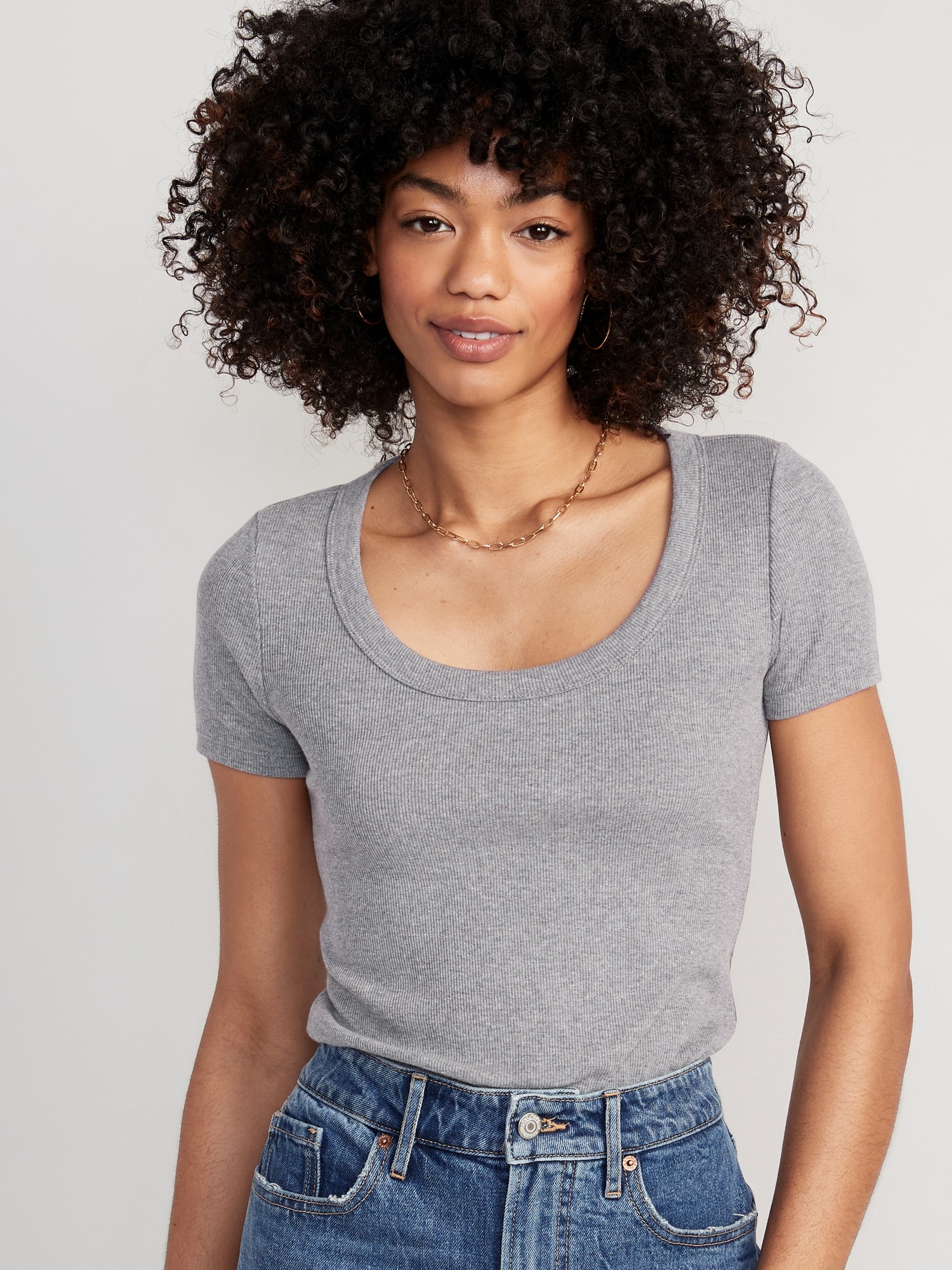 Old Navy Fitted Scoop-Neck Rib-Knit T-Shirt for Women