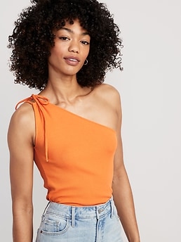 Double strap one online shoulder top