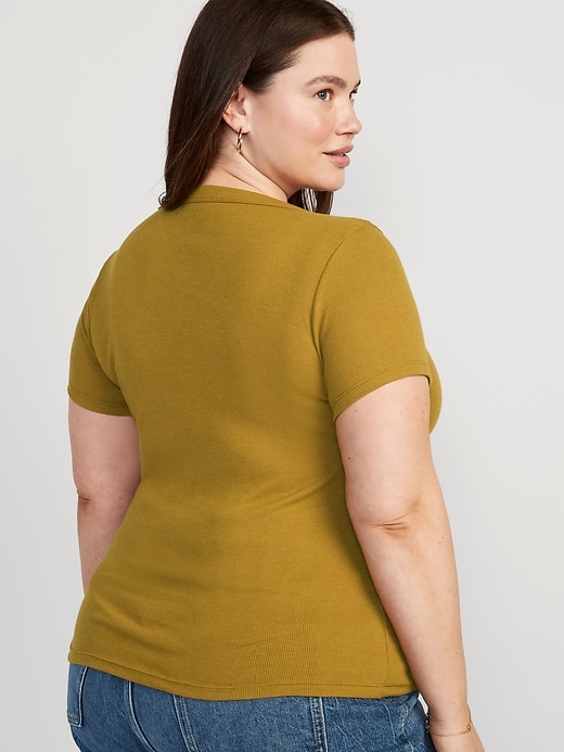 Image number 8 showing, Fitted Scoop-Neck Rib-Knit T-Shirt
