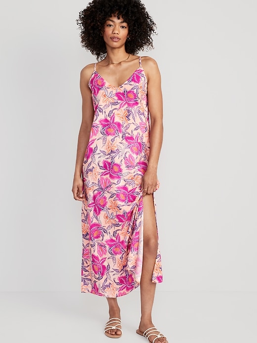 Old Navy Women's Tie-Back Maxi Slip Dress (various sizes in peach floral)