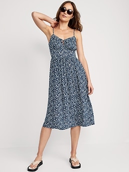 Fit & Flare Floral Smocked Midi Cami Dress | Old Navy