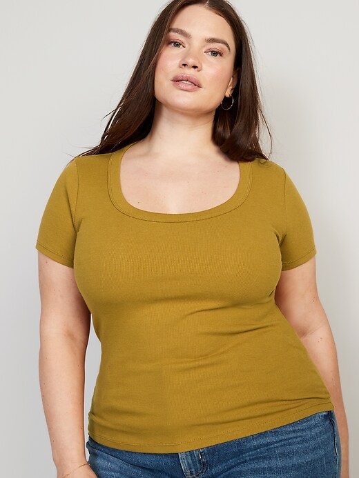 Image number 7 showing, Fitted Scoop-Neck Rib-Knit T-Shirt