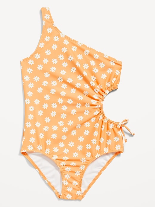 View large product image 1 of 1. Printed One-Shoulder Side-Cutout One-Piece Swimsuit for Girls