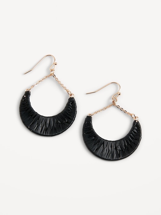 View large product image 1 of 1. Raffia-Wrapped Hoop Earrings for Women