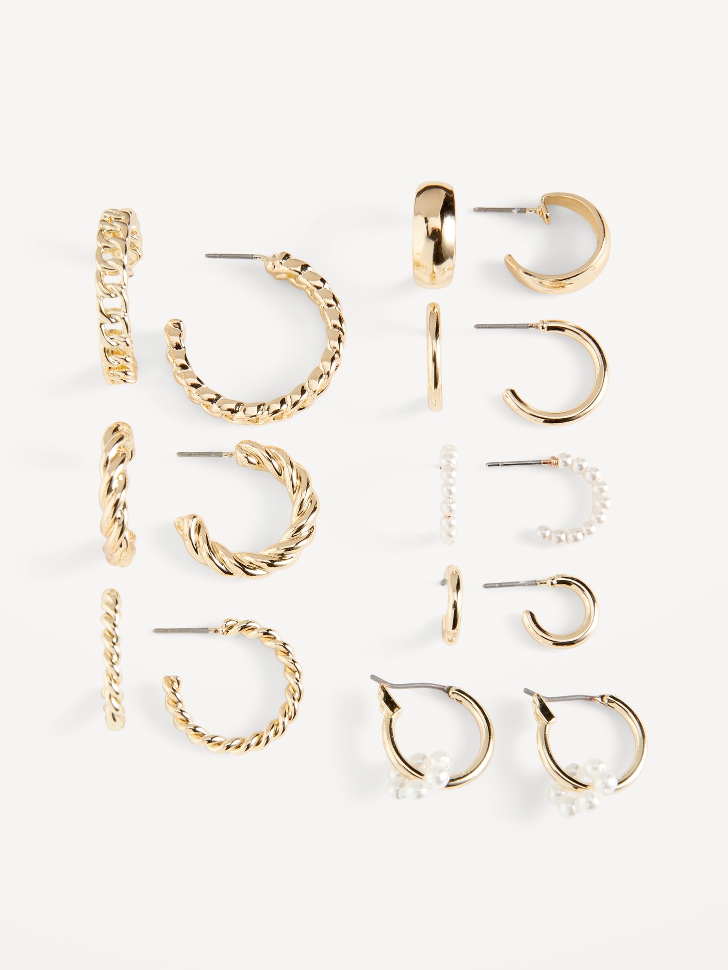 Old Navy Gold-Plated Open Hoop Earrings Variety 8-Pack for Women gold. 1