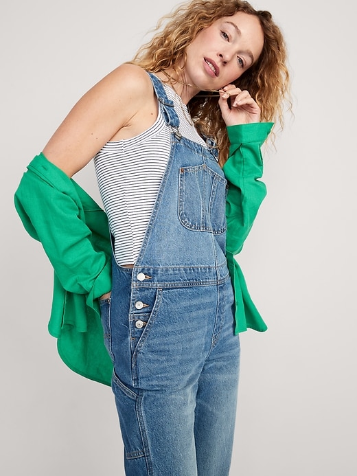 Image number 3 showing, Slouchy Straight Ankle Jean Overalls
